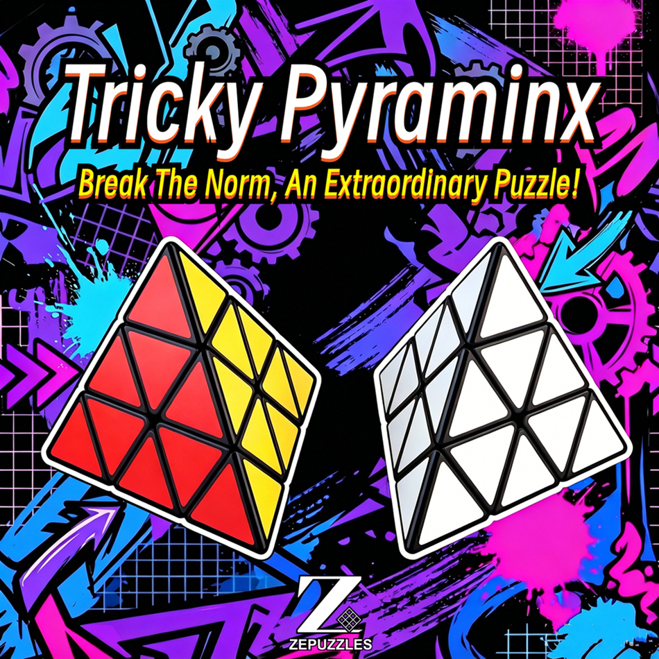 ZEPUZZLES Tricky Pyraminx with White Stickers - 画像 (2)